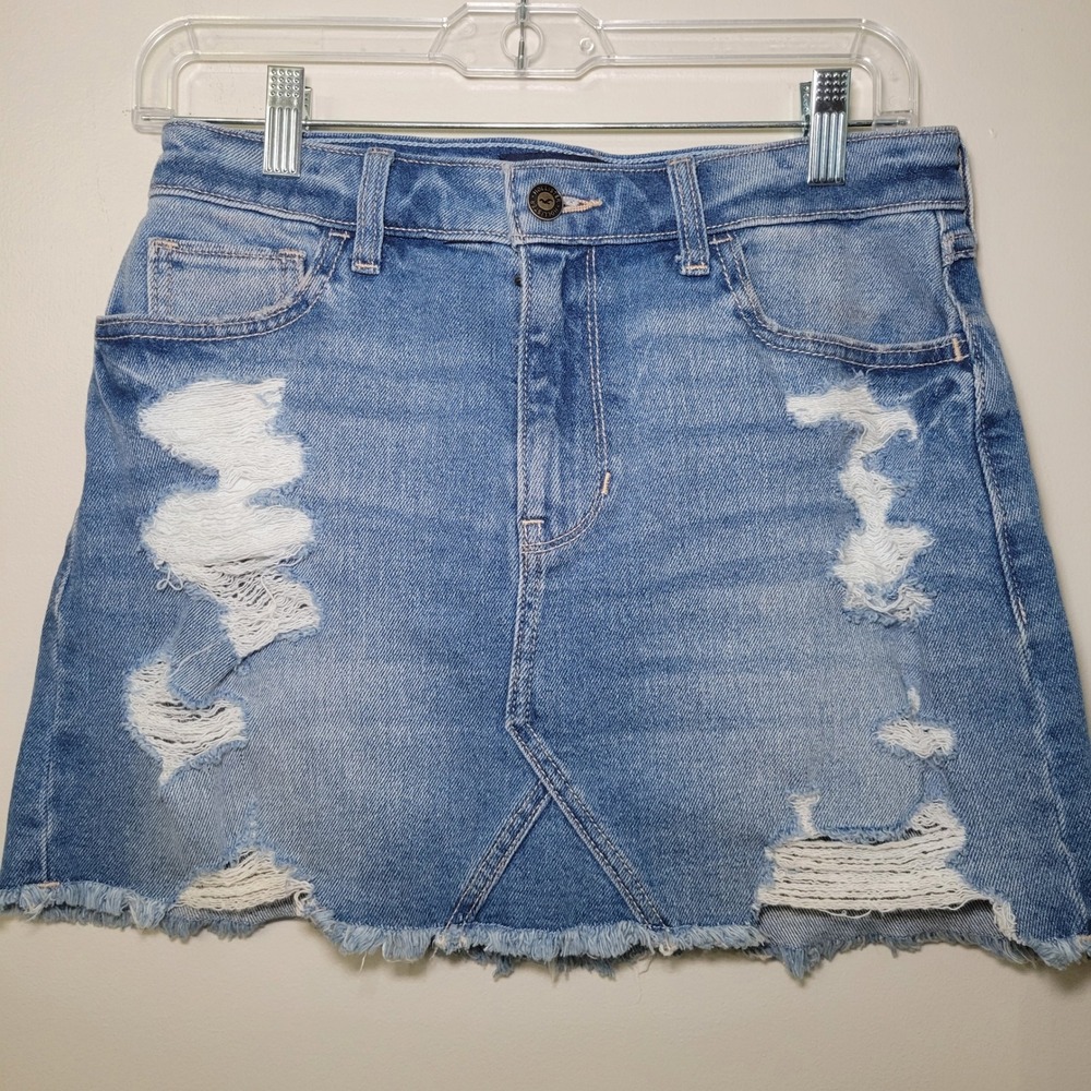Hollister‎ Denim Distressed Mini Skirt Size 5/27 Grunge Rocker Y2K Cool Girl